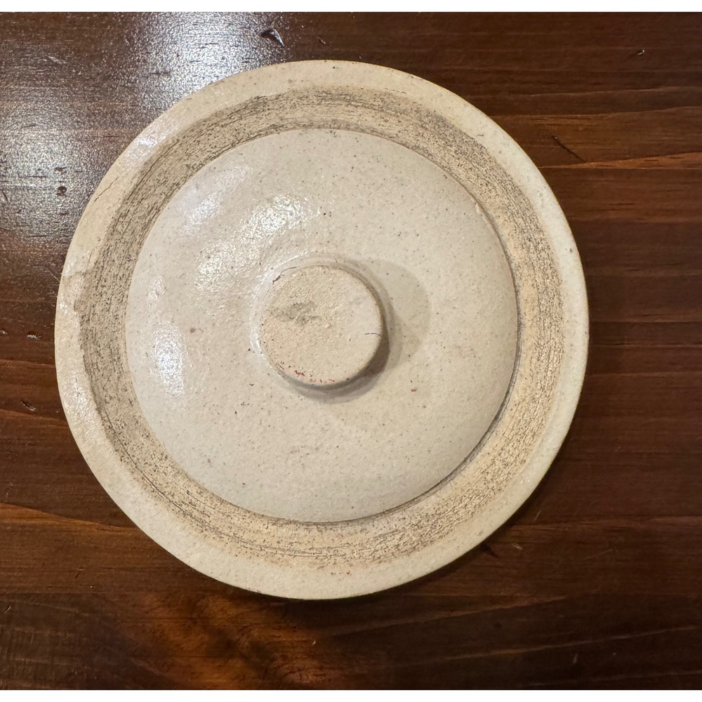 Vintage Beige Salt Glazed Stoneware Crock Lid Replacement 6.25 Inch Round